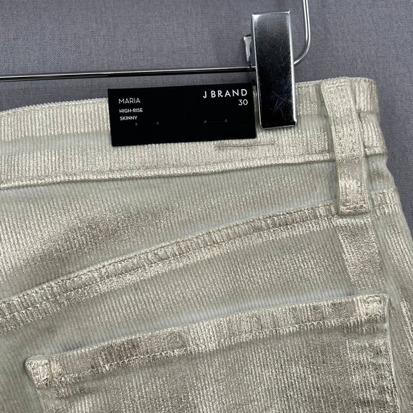 J BRAND Pants Womens 30 Maria High Rise Skinny Gold Messaline Coated Cord NWT - Picture 10 of 13